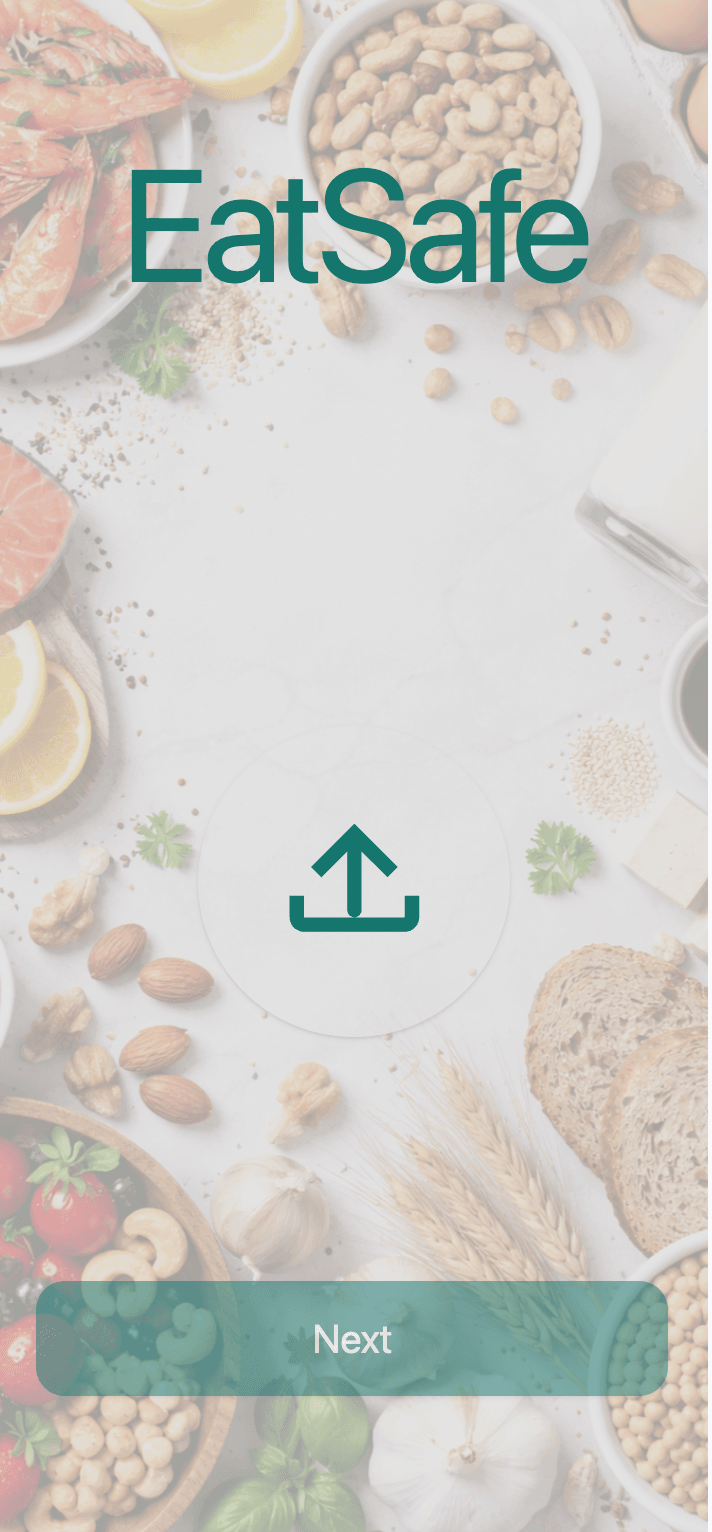 EatSafe prototype — initial landing screen