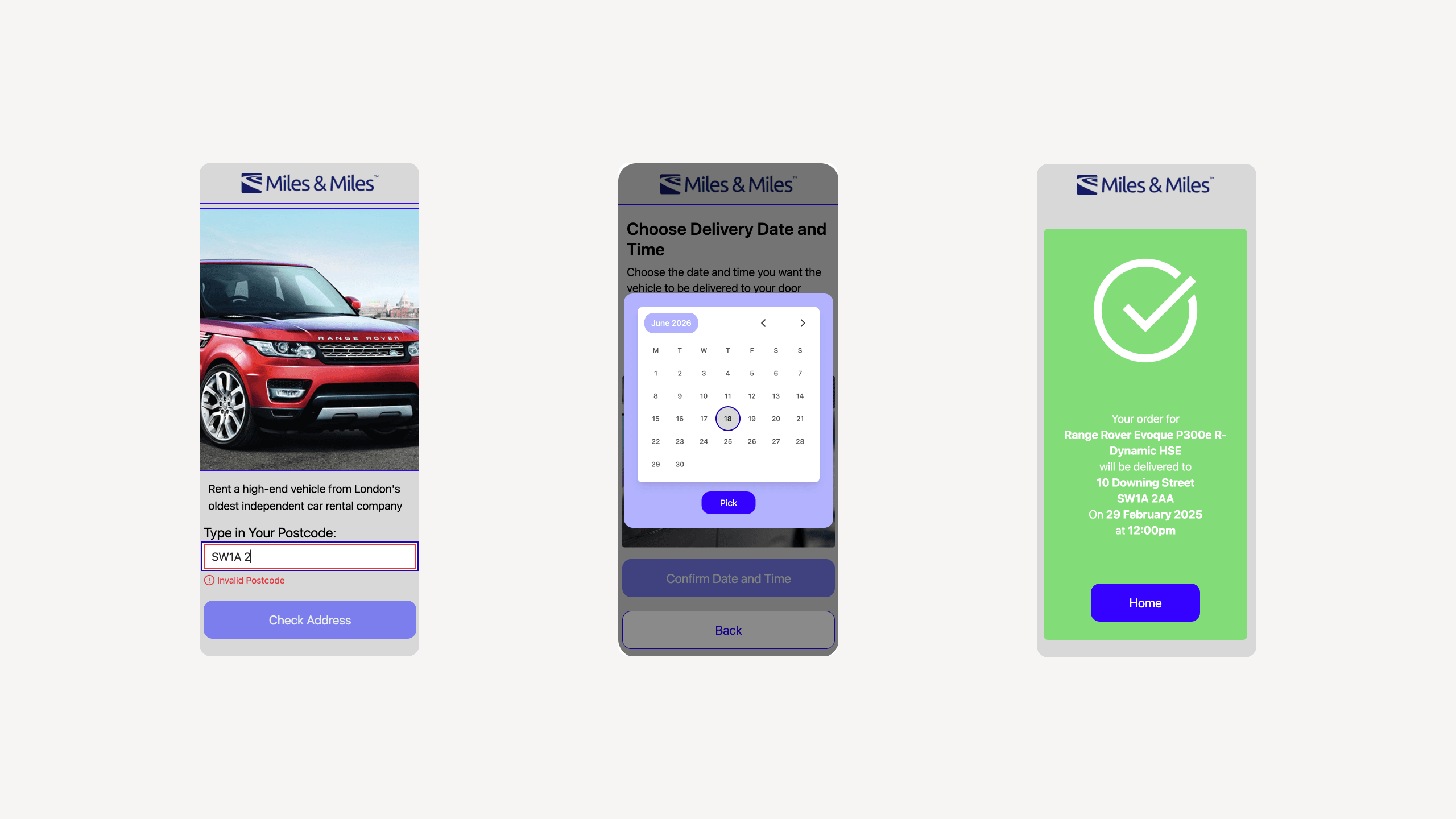 Miles & Miles - Car Rental Booking Flow (UX Engineering) screenshot